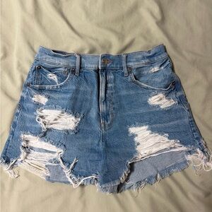 Distressed Blue Denim Women Shorts